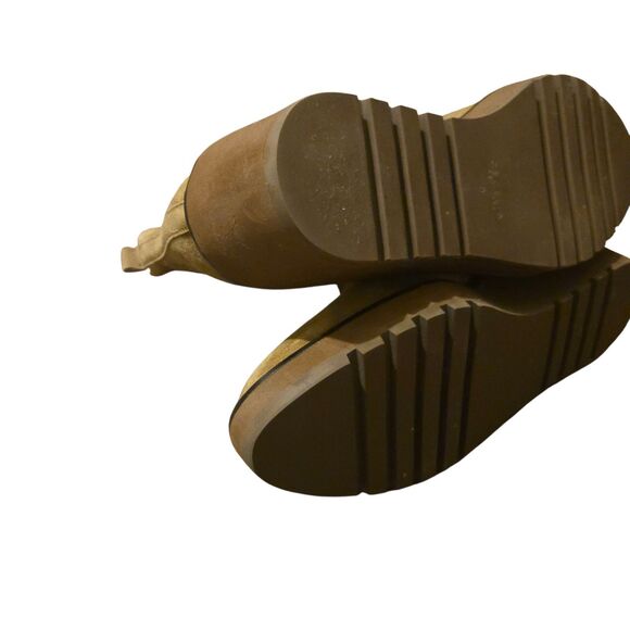 Cecelia Anthropologie 9M Gemma Slip On Wedge Bootie Boot Nutella Leather Suede - Picture 12 of 13